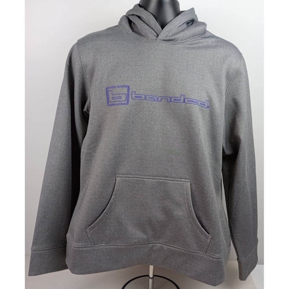 Banded Men's L Gray Long Sleeve Pullover Zip Side Hoodie Sweatshirt